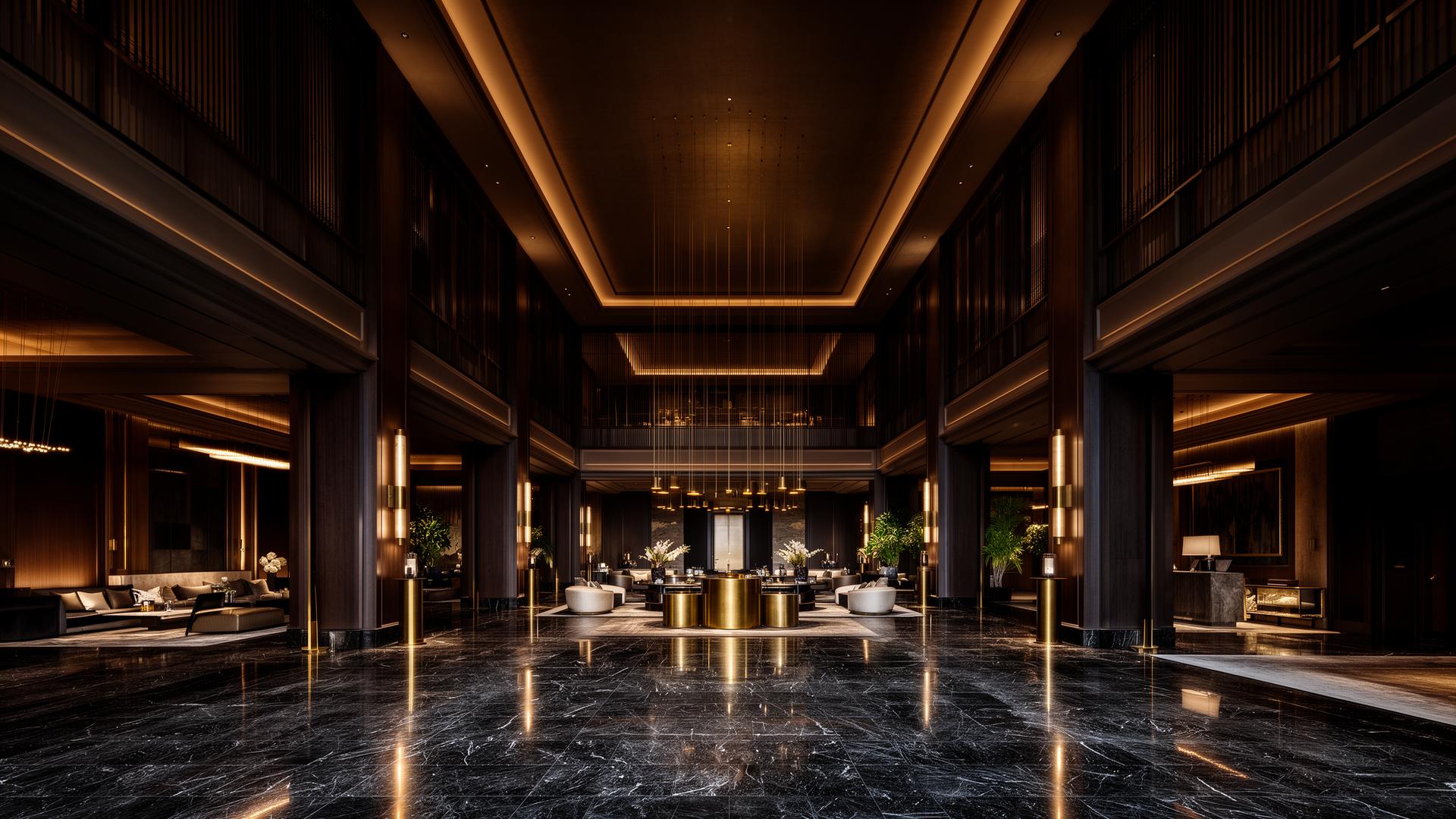 Cocina de lujo moderna con acabados oscuros